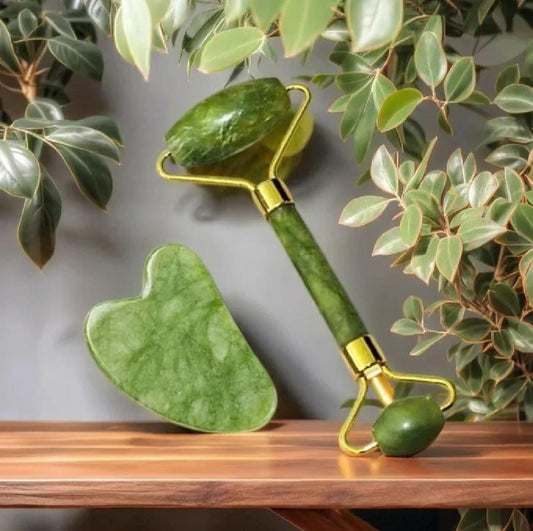 Jade Roller &Gua Sha Set Facial  Beauty Tools, Face Roller Skin Massager for Face, Neck and Eye