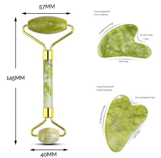 Jade Roller &Gua Sha Set Facial  Beauty Tools, Face Roller Skin Massager for Face, Neck and Eye