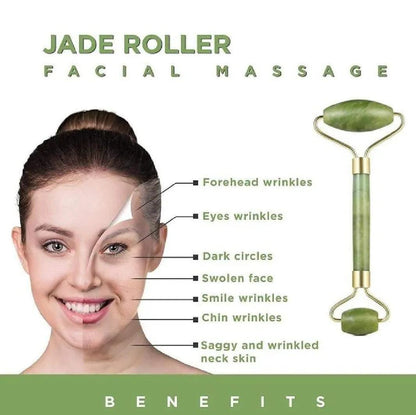 Jade Roller &Gua Sha Set Facial  Beauty Tools, Face Roller Skin Massager for Face, Neck and Eye