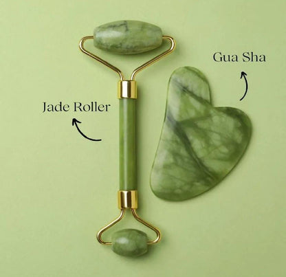 Jade Roller &Gua Sha Set Facial  Beauty Tools, Face Roller Skin Massager for Face, Neck and Eye